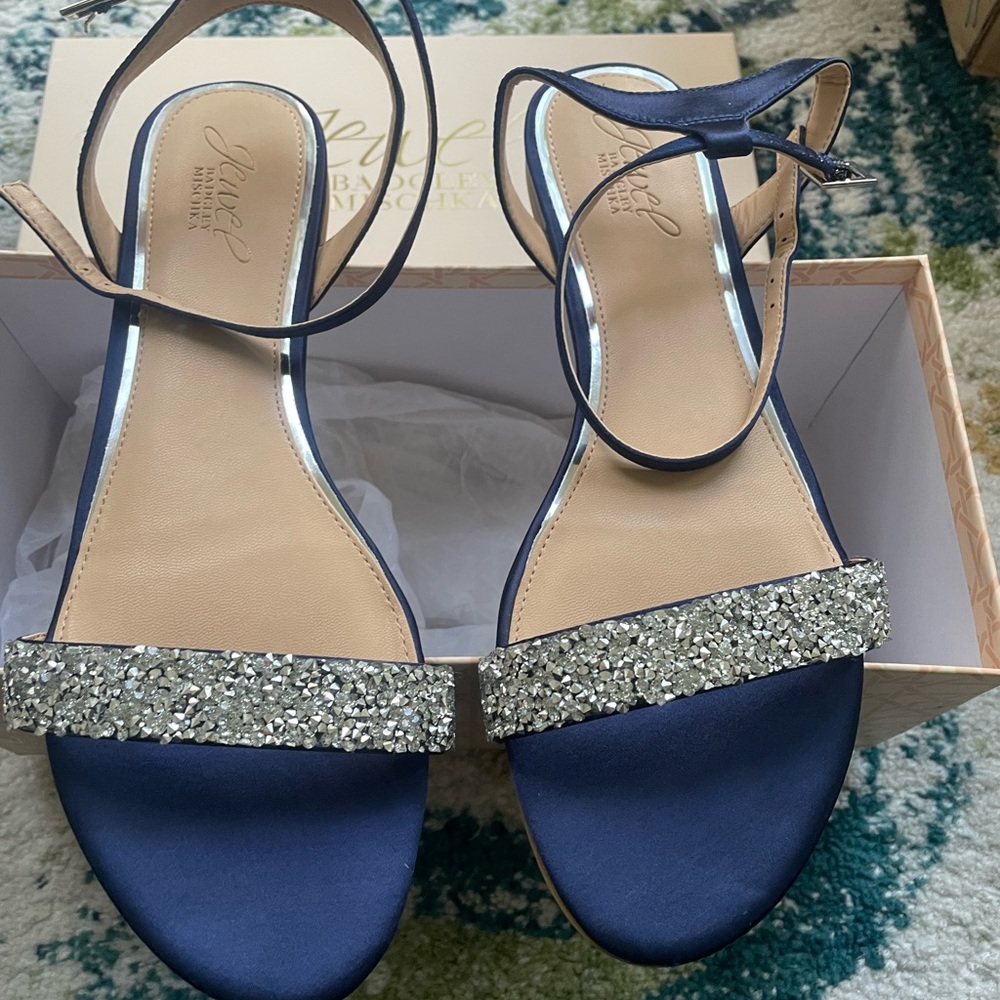 Blue satin flat shoe